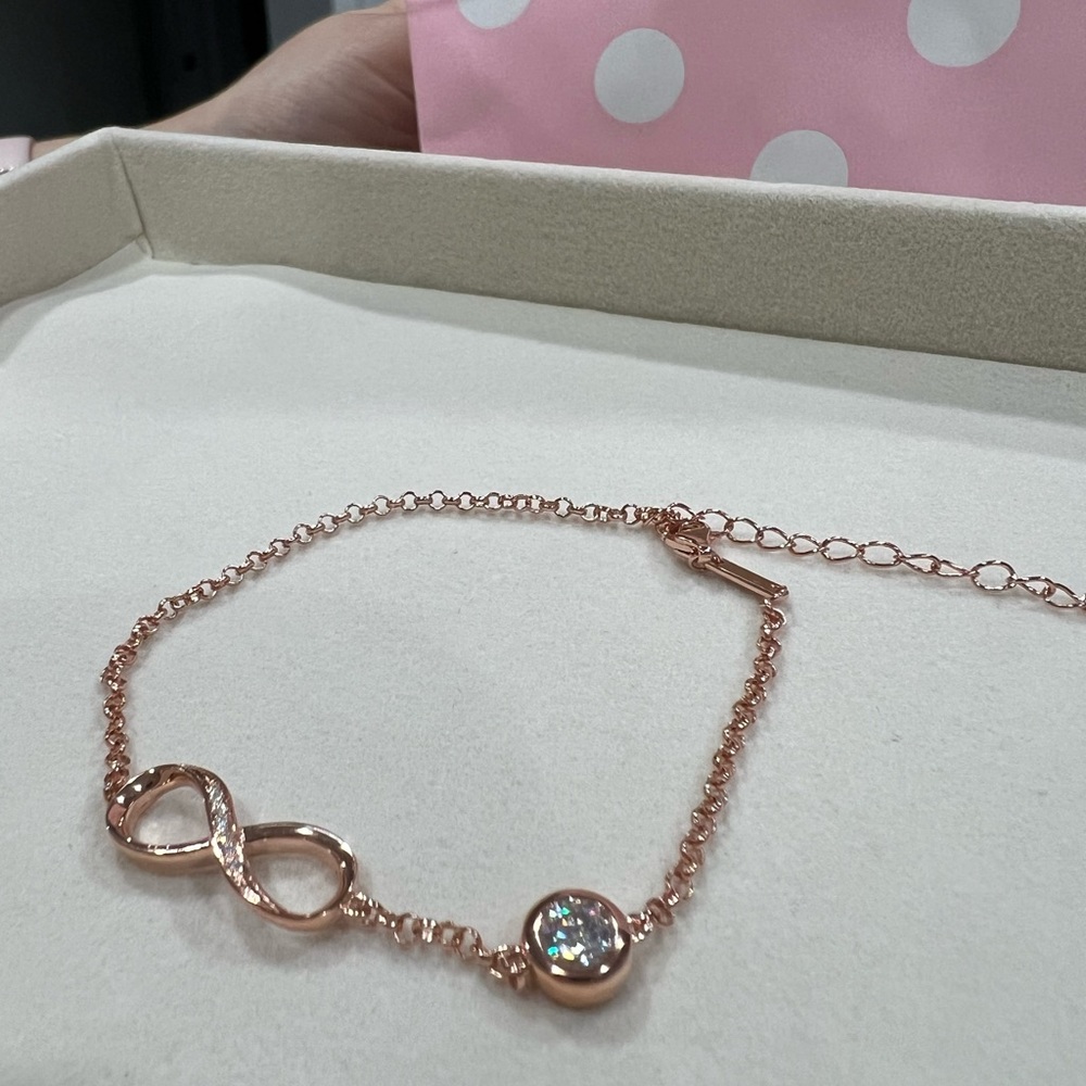 Infinity charm bracelet moissanite